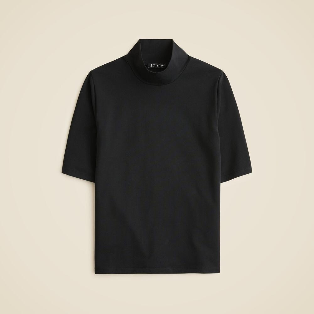J. Crew Stretch cotton-blend mockneck elbow-sleeve T-shirt